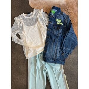 Free PeopleXSandrine Rose Très Cool Jean Jacket Womens L Blue Oversized Trucker